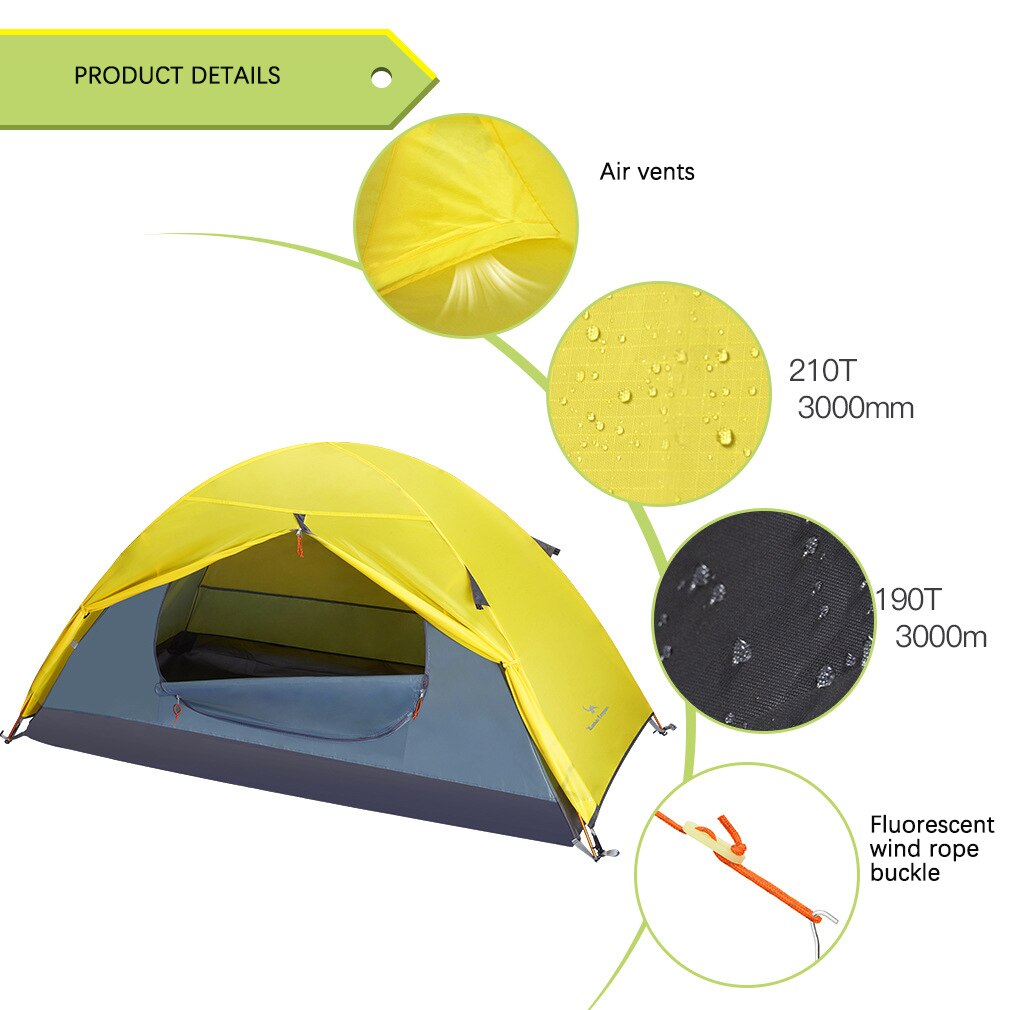 Cheap Goat Tents Single Tent Light Windproof And Rainproof Field Camping Outdoor Double Layer Mountaineering Fishing Backpack Tent   